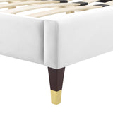 Juniper Channel Tufted Performance Velvet Queen Platform Bed White MOD-6740-WHI