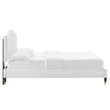 Juniper Channel Tufted Performance Velvet Queen Platform Bed White MOD-6740-WHI