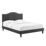 Juniper Channel Tufted Performance Velvet Queen Platform Bed Charcoal MOD-6741-CHA