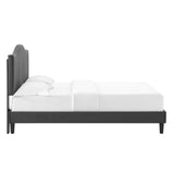 Juniper Channel Tufted Performance Velvet Queen Platform Bed Charcoal MOD-6741-CHA