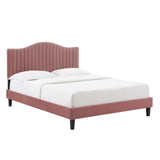 Juniper Channel Tufted Performance Velvet Queen Platform Bed Dusty Rose MOD-6741-DUS