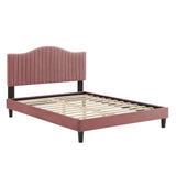 Juniper Channel Tufted Performance Velvet Queen Platform Bed Dusty Rose MOD-6741-DUS