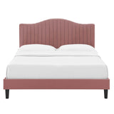 Juniper Channel Tufted Performance Velvet Queen Platform Bed Dusty Rose MOD-6741-DUS