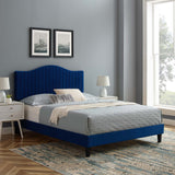 Juniper Channel Tufted Performance Velvet Queen Platform Bed Navy MOD-6741-NAV