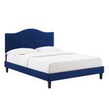 Juniper Channel Tufted Performance Velvet Queen Platform Bed Navy MOD-6741-NAV