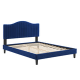 Juniper Channel Tufted Performance Velvet Queen Platform Bed Navy MOD-6741-NAV