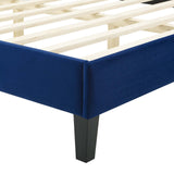 Juniper Channel Tufted Performance Velvet Queen Platform Bed Navy MOD-6741-NAV