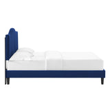 Juniper Channel Tufted Performance Velvet Queen Platform Bed Navy MOD-6741-NAV