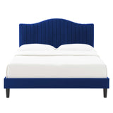 Juniper Channel Tufted Performance Velvet Queen Platform Bed Navy MOD-6741-NAV