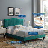 Juniper Channel Tufted Performance Velvet Queen Platform Bed Teal MOD-6741-TEA