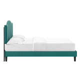 Juniper Channel Tufted Performance Velvet Queen Platform Bed Teal MOD-6741-TEA