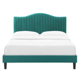 Juniper Channel Tufted Performance Velvet Queen Platform Bed Teal MOD-6741-TEA