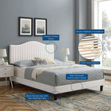 Juniper Channel Tufted Performance Velvet Queen Platform Bed White MOD-6741-WHI