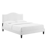 Juniper Channel Tufted Performance Velvet Queen Platform Bed White MOD-6741-WHI