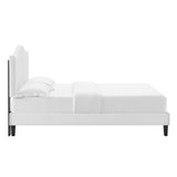 Juniper Channel Tufted Performance Velvet Queen Platform Bed White MOD-6741-WHI