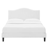 Juniper Channel Tufted Performance Velvet Queen Platform Bed White MOD-6741-WHI