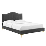 Juniper Channel Tufted Performance Velvet Twin Platform Bed Charcoal MOD-6742-CHA