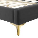 Juniper Channel Tufted Performance Velvet Twin Platform Bed Charcoal MOD-6742-CHA