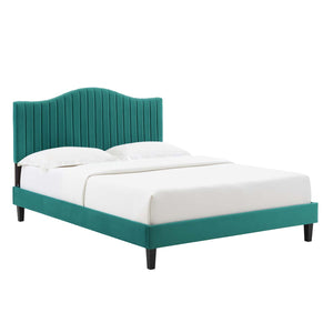 Modway Furniture Juniper Channel Tufted Performance Velvet Twin Platform Bed MOD-6744-TEA