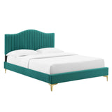 Modway Furniture Juniper Channel Tufted Performance Velvet Full Platform Bed MOD-6745-TEA