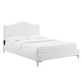 Modway Furniture Juniper Channel Tufted Performance Velvet Full Platform Bed MOD-6745-WHI
