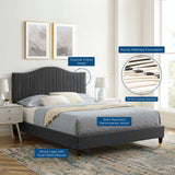 Modway Furniture Juniper Channel Tufted Performance Velvet Full Platform Bed MOD-6746-CHA