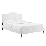 Modway Furniture Juniper Channel Tufted Performance Velvet Full Platform Bed MOD-6746-WHI
