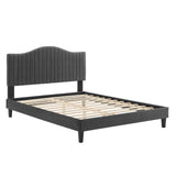 Modway Furniture Juniper Channel Tufted Performance Velvet Full Platform Bed MOD-6747-CHA
