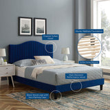 Modway Furniture Juniper Channel Tufted Performance Velvet Full Platform Bed MOD-6747-NAV