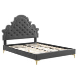 Gwyneth Tufted Performance Velvet Queen Platform Bed Charcoal MOD-6751-CHA