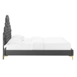 Gwyneth Tufted Performance Velvet Queen Platform Bed Charcoal MOD-6751-CHA