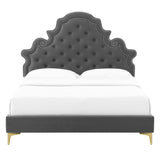 Gwyneth Tufted Performance Velvet Queen Platform Bed Charcoal MOD-6751-CHA