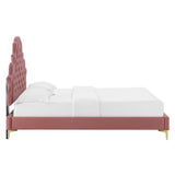 Gwyneth Tufted Performance Velvet Queen Platform Bed Dusty Rose MOD-6751-DUS