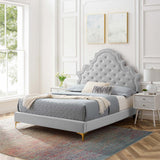 Gwyneth Tufted Performance Velvet Queen Platform Bed Light Gray MOD-6751-LGR