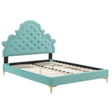 Gwyneth Tufted Performance Velvet Queen Platform Bed Mint MOD-6751-MIN