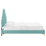 Gwyneth Tufted Performance Velvet Queen Platform Bed Mint MOD-6751-MIN