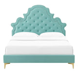 Gwyneth Tufted Performance Velvet Queen Platform Bed Mint MOD-6751-MIN