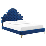 Gwyneth Tufted Performance Velvet Queen Platform Bed Navy MOD-6751-NAV