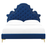 Gwyneth Tufted Performance Velvet Queen Platform Bed Navy MOD-6751-NAV