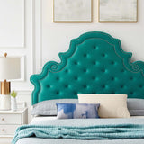 Gwyneth Tufted Performance Velvet Queen Platform Bed Teal MOD-6751-TEA