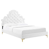 Gwyneth Tufted Performance Velvet Queen Platform Bed White MOD-6751-WHI