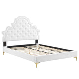 Gwyneth Tufted Performance Velvet Queen Platform Bed White MOD-6751-WHI