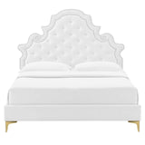 Gwyneth Tufted Performance Velvet Queen Platform Bed White MOD-6751-WHI