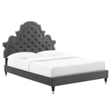 Gwyneth Tufted Performance Velvet Queen Platform Bed Charcoal MOD-6752-CHA