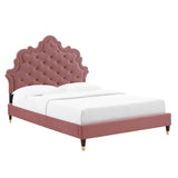 Gwyneth Tufted Performance Velvet Queen Platform Bed Dusty Rose MOD-6752-DUS