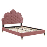 Gwyneth Tufted Performance Velvet Queen Platform Bed Dusty Rose MOD-6752-DUS