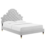 Gwyneth Tufted Performance Velvet Queen Platform Bed Light Gray MOD-6752-LGR