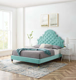 Gwyneth Tufted Performance Velvet Queen Platform Bed Mint MOD-6752-MIN