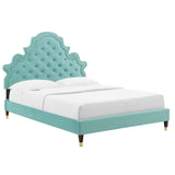 Gwyneth Tufted Performance Velvet Queen Platform Bed Mint MOD-6752-MIN