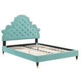 Gwyneth Tufted Performance Velvet Queen Platform Bed Mint MOD-6752-MIN